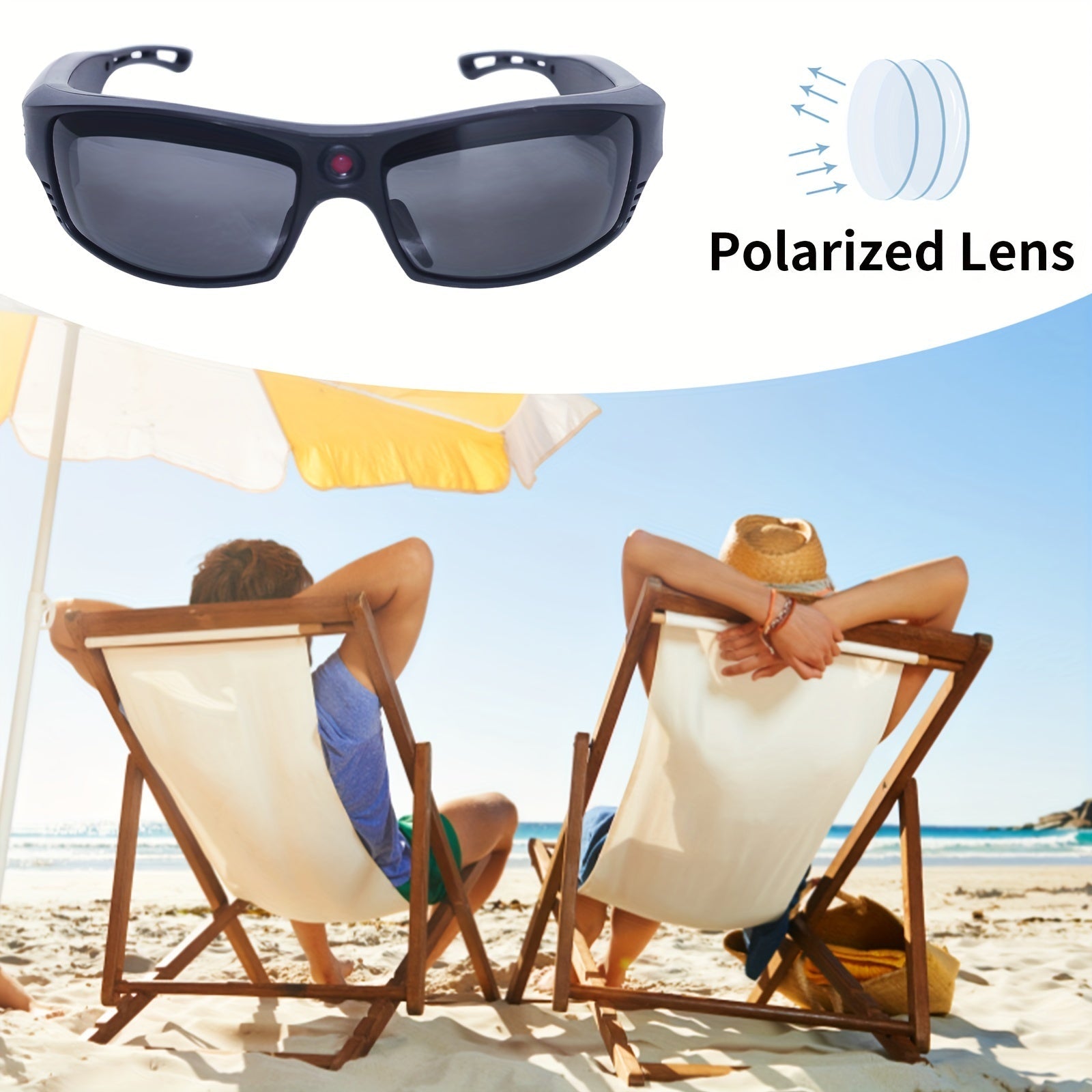 Smart Video Glasses 1080P HD Camera Glasses with Wireless Headset, Open Ear Speaker, AI Real-Time Translation Support 110+ Languages 102° Wide-angle, Sports Outdoor Glasses for Biking, Skiing, Motorcycling, Fishing